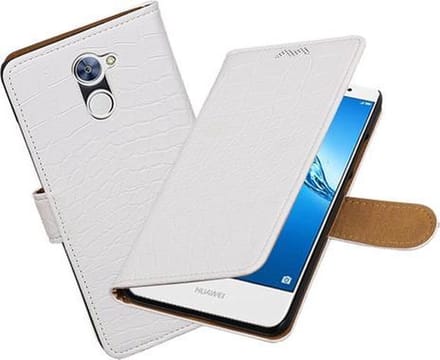 BestCases.nl Huawei Y7 / Y7 Prime Krokodil booktype hoesje Wit