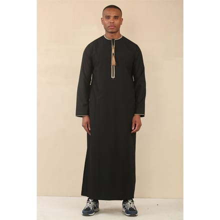 Omani Eid zwarte Thobe Saudi Emirati Jubba-jas voor heren