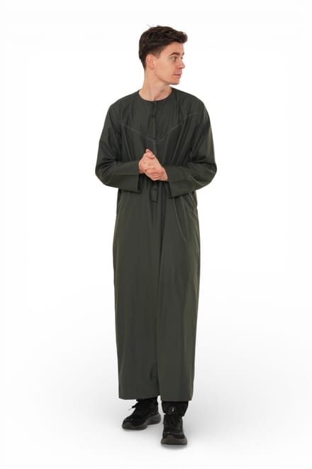 Heren Ramadan Eid Groene Marokkaanse Jubba Robe Djellaba Thobe - TT-008
