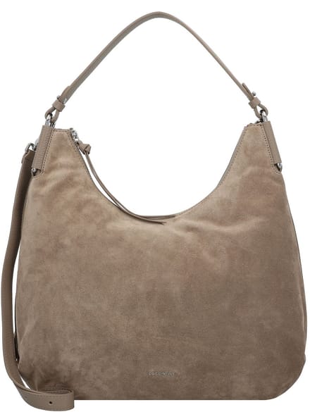COCCINELLE Leren schoudertas Rebekka Suede Handbag Grained Leather Warm Taupe