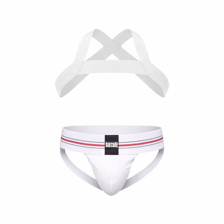 Barcode Berlin Multipack 1x Boris Jockstrap + 1x Harness Matt White - MAAT S - Heren Ondergoed - Jockstrap voor Man - Mannen Jock
