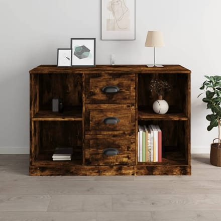 vidaXL - Dressoir - 104,5x35,5x67,5 - cm - bewerkt - hout - gerookt - eikenkleurig