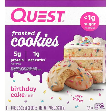 Quest Nutrition Protein Frosted Cookies (8x25g) Birthday Cake - Functionele voeding - Eiwit Snacks