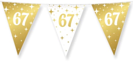 BTH – Slinger 67 Jaar – Wit-Goud – Verjaardag Versiering – Pensioen Feest – 67 Jaar versiering – 10m