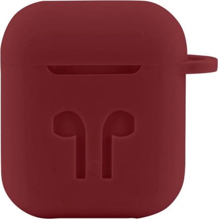 Case cover - Apple Airpods - donkerrood siliconen - met musketon