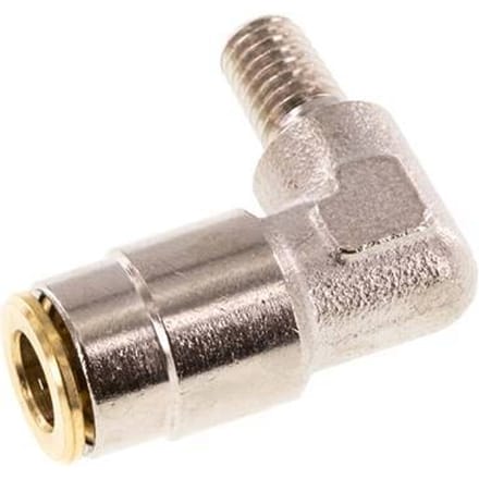 6mm x M 6 (conical) 90 graden L-verbinding Messing Insteekfitting Buitendraad Hoge Druk NBR [2 Stuks]