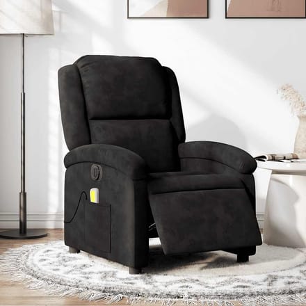vidaXL - Massagestoel - elektrisch - verstelbaar - fluweel - zwart