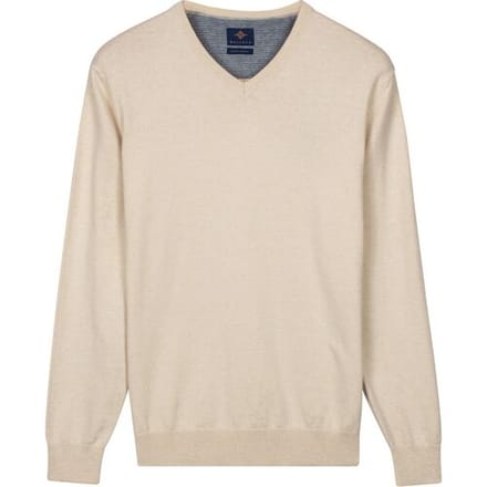 Baileys Trui Solid Color V-Neck Cotton Single Knit Marshmallow / male