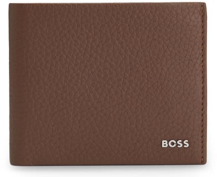 BOSS Leren kaarthoes New Crosstown 8 CC Card Case Medium Brown bruine