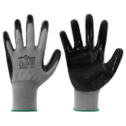 vidaXL Werkhandschoenen 24 st Grijs en zwart 11 / XXL Polyester