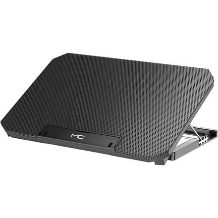 MC Q100 Laptopkoeler 2-ventilator Laptopkoelstandaard Geluidsarm ontwerp met 4-standen verstelbare hoogte zwart