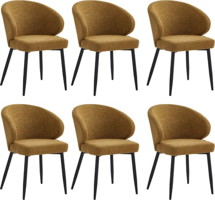 Colenis® - Ruby Eetkamerstoel - Set Van 6 – Cappuccino – Bouclé - Design