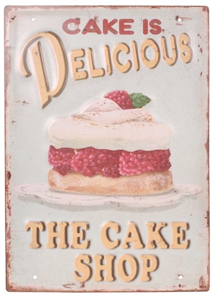 Metalen plaat - cake is delicious