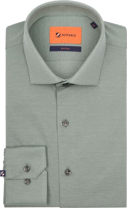 Suitable Overhemd Pique Groen - Maat 38 - Heren - Casual Shirt