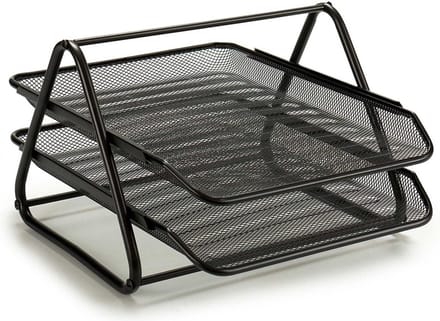 Pincello Brievenbakje/postbakje 2 laags - metaal - zwart - A4 formaat - 30 x 35 x 21 cm