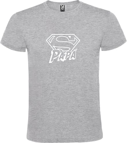 Grijs T-shirt ‘Super Papa’ Wit Maat L