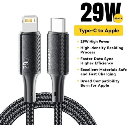 Essager USB-C kabel voor iPhone 14 13 12 11 Pro Max Xs Plus 29W snellaadkabel type C naar Lightning kabel voor iPad Macbook