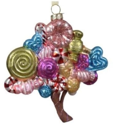 Decoris – Kerstbal Snoepjes Boom – Glazen Ornament – 12,5 cm