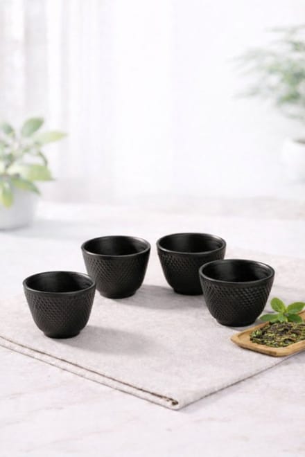 Afecto Theekopjes Set – 4-delig – Zwart – keramiek –