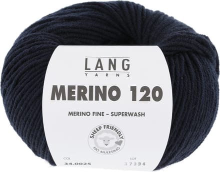 Lang Yarns Merino 120 - 25 marineblauw - Merinowol Garen