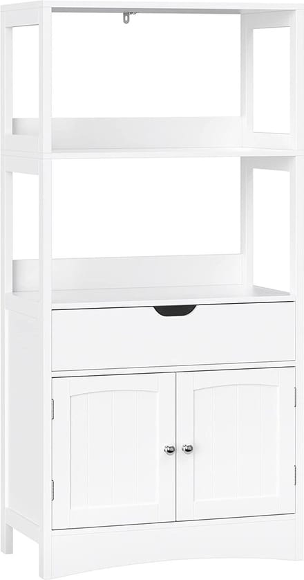 Parya Home - Badkamermeubel - Badkamerkast - 2 Planken - 1 Lade - 2 Deuren - Hout - Wit