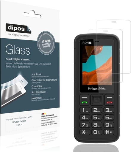 dipos – 2x Pantserfolie geschikt voor Kruger Matz Iron 4 | 9H Screenprotector