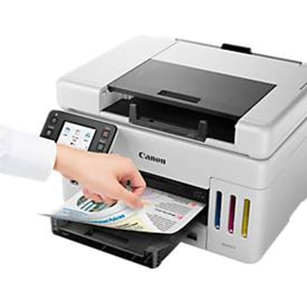 Multifunctionele inkjetprinter Canon MAXIFY GX6550, 3-in-1, USB/WLAN, auto duplex/mobiel printen/cloud, tot A4, zwart-wit, incl. CMYK-inktflessen