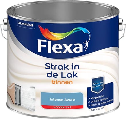 Flexa - Strak In De Lak Binnenlak Hoogglans - Intense Azure - Mengverf - 2,5 L