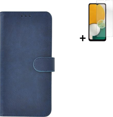 Geschikt voor Samsung Galaxy A04 Hoesje - Bookcase - A04 Screenprotector - Pu Leder Wallet Book Case Blauw Cover + Screenprotector