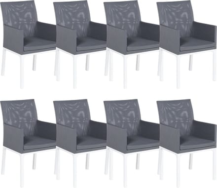 BACOLI - Tuinstoel set van 8 - Donkergrijs - Polyester