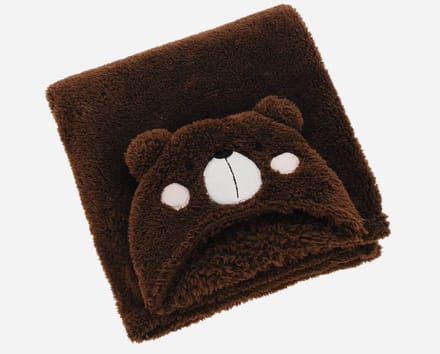 Baby poncho/Badhanddoek, fleece, teddy, 70x100cm, kleur BRUIN