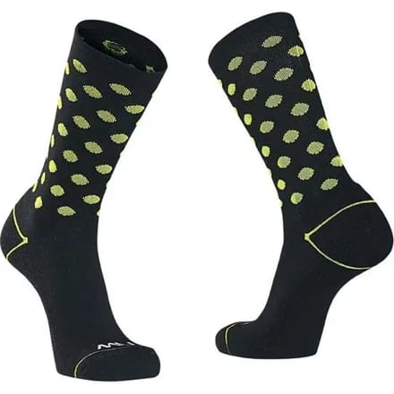 NORTHWAVE CORE FIETSSOKKEN MERINO ZWART/FLUO GEEL 44/47