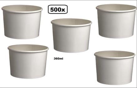 500x IJsbekers karton Wit 360ml