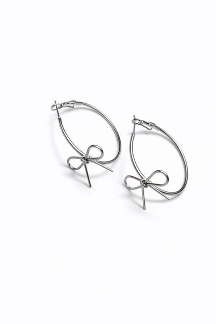 Oorringen met strik | zilver gekleurd