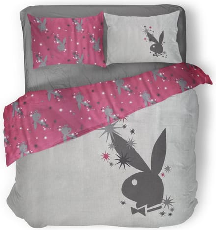 Playboy Sparkling Dekbedovertrek - Lits Jumeaux - 240x200/220 cm - Grey Pink