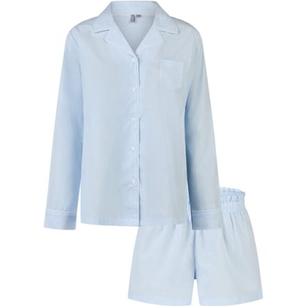 By Louise Dames Pyjama Set Short + Blouse Gestreept Blauw - Maat M