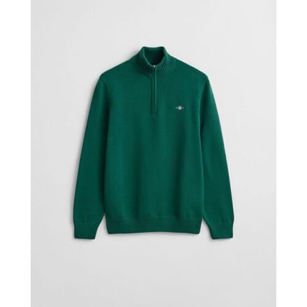 Gant Trui Casual Cotton Half Zip Rib Endings Deep Forest Green / male