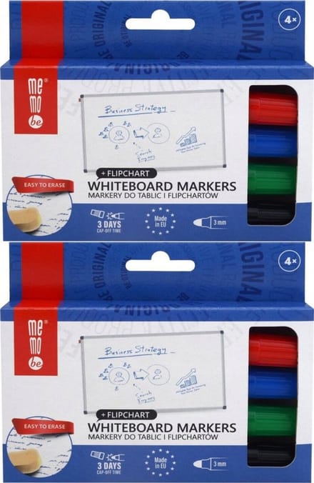 MemoBe MM350 Whiteboard Markers, Ronde Punt 3mm, 8 Stuks