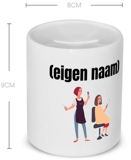 Akyol - kapper vrouw met eigen naam Spaarpot - Kapper - barbers - collega's - verjaardag - afscheidscadeau - geschenk - kado - 350 ML inhoud