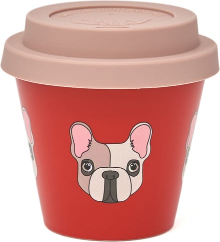 Quy Cup - 90ml Ecologische Reis Beker - Espressobeker “Achille” met Rose Siliconen deksel