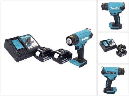 Makita DHG 180 RT accu-heteluchtpistool 18 V 550 °C + 2x accu 5,0 Ah + oplader
