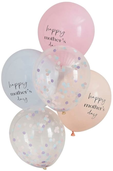 5 Happy Mother's Day ballonnen - pastel