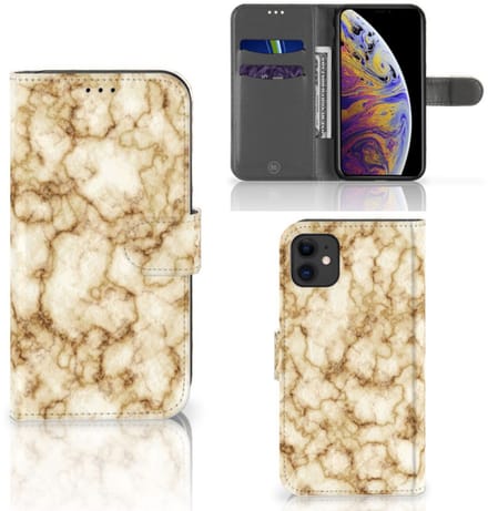 Apple iPhone 11 Bookcase Marmer Goud