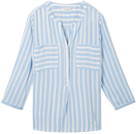 Tom Tailor - Blouse met streepmotief - Maat 44 - offwhite blue vertical stripe