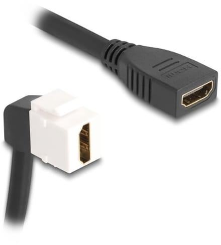 HDMI haaks (90° beneden) Keystone module - HDMI (v) | HDMI2.1 (8K 60Hz + HDR) | wit | 0,20 meter