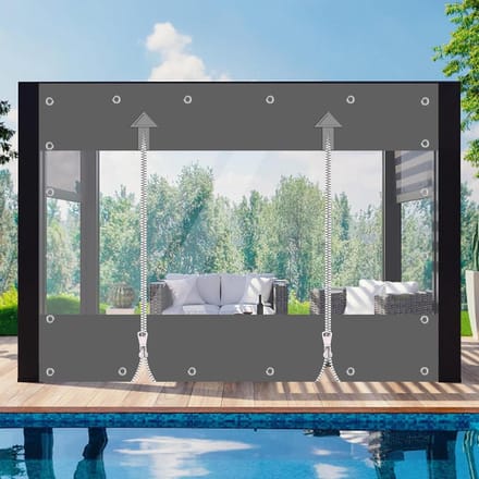 Transparant Zeil - PVC Doek - Buiten beschermen - Dubbele Rits - 3x3 Meter - Grijs