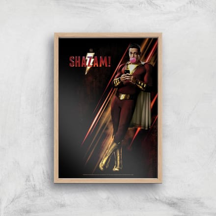 DC Shazam! Giclee Art Print - A4 - Wooden Frame