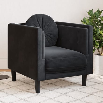 vidaXL - Fauteuil - met - kussen - fluweel - zwart