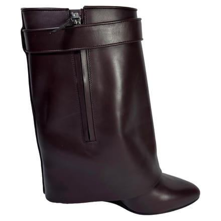 Givenchy Shark Lock Wedge Mid-Calf Boots in bordeauxrood leer