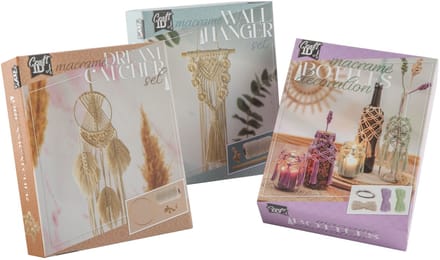Macramé Home Deco 3in1 DIY Set - Macramé Wandkleed - Macramé Flessendecoratie - Macramé Dromenvanger - Voor beginners en gevorderden